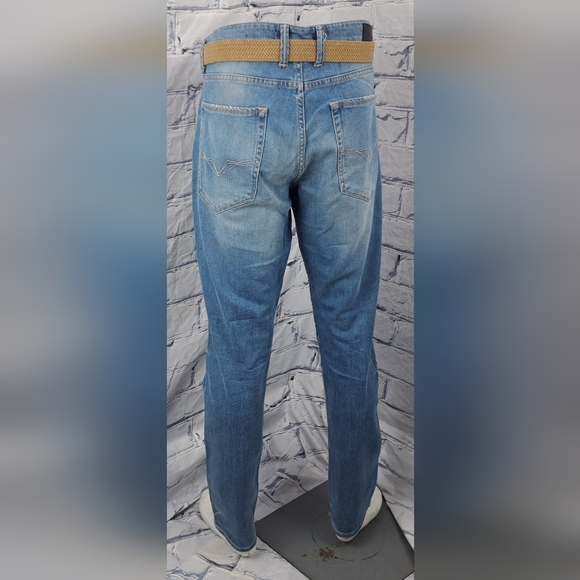 Guess Men's Slim Tapered Jeans Stretch Distressed Blue Faded Size 36x32 - Picture 7 of 11